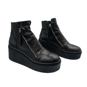 Steve Madden Drift Black Leather Zip Moto Platform Ankle Boots Booties Size 8